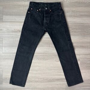 Levi's 501 Black Jeans W29 L30 Button Fly Straight Leg Vintage Wash